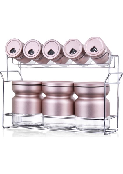 12290 Standlı 8 Parça Cam Baharat Takımı Pudra