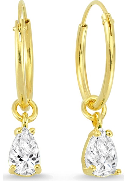 Altınsepeti Gümüş Altın Kaplama Damla Taş Halka Küpe G132KPT3