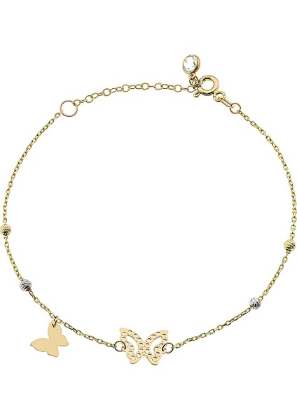 14 Ayar Altın Çift Kelebek Kadın Bileklik fiyatları