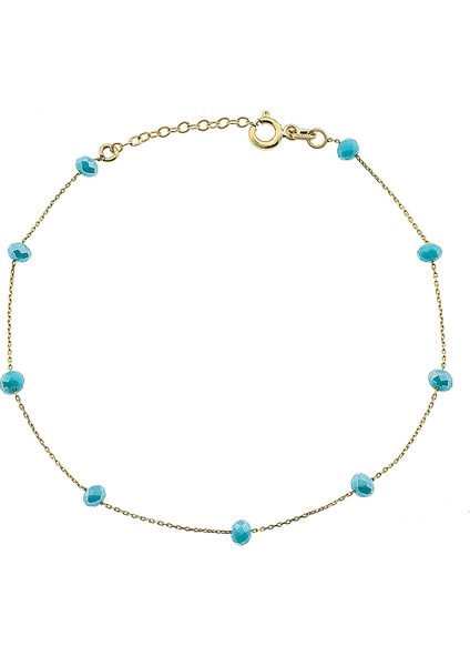 14 Ayar Altın Sıralı Firuze Taşlı Kadın Bileklik fiyatları