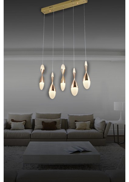 Luna Lighting Modern Luxury Sarkıt Sıralı Yemek Masası 5'li  LED Avize