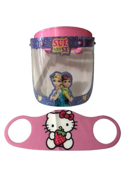 Sue And Se Çocuklar Için Koruyucu Siperlik + Hello Kitty Maske