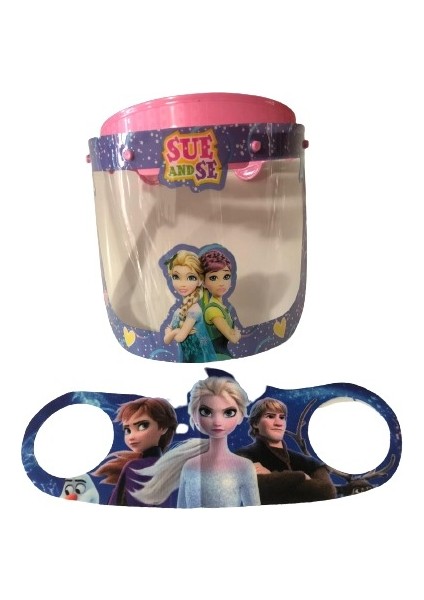 Sue And Se Çocuklar Için Koruyucu Siperlik + Elsa Maske