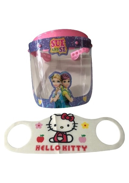 Sue And Se Çocuklar Için Koruyucu Siperlik + Hello Kitty Maske