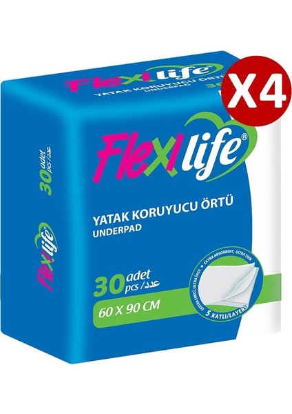 Flexilife Yatak Koruyucu Örtü 60X90CM 30LU 4 Paket 120 Adet