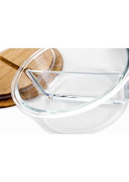 Lavi - Yuvarlak Bölmeli Cam Saklama Kabı 830 ml B0343 fiyatları