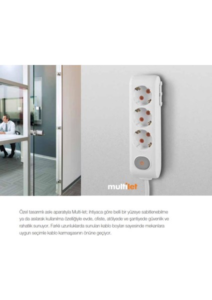 Multi-Let 6 Lı Siyah Çocuk Korumalı Grup Priz 1 mt