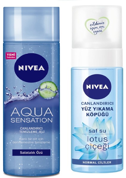 Aqua Sensation Canlandırıcı Temizleme Jeli +  Canlandırıcı Yüz Temizleme Köpüğü 150 ml