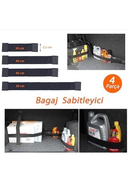 WONDİ Araç Içi Bagaj Eşya Düzenleyici Sabitleyici Cırt Bant 4 Boy