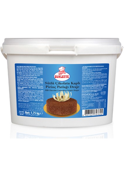 Ovalette Sütlü Çikolata Kaplı Pirinç Patlağı Draje 1750 gr