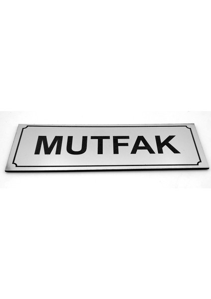 Mutfak Kapı Duvar Yönlendirme Levhası 5 cm x 15 cm Fırcalı Gümüş