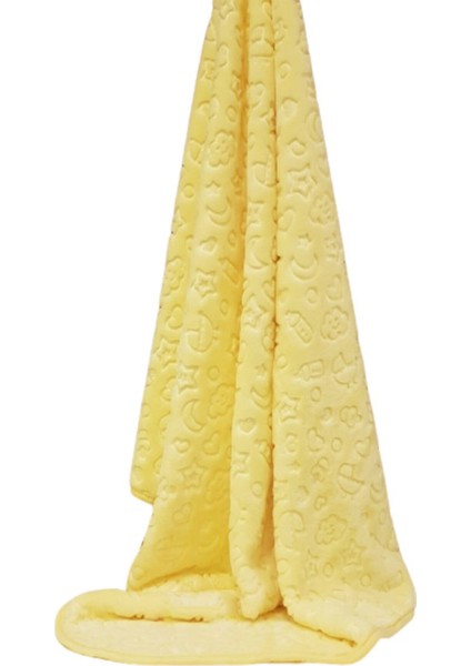 Peluş Bebek Battaniyesi Embos Sarı 100 x 120 cm