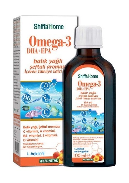 Omega 3 Dha+Epa Balık Yağı Içeren Şeftali Aromalı Sıvı Takviye Edici Gıda 100 ml