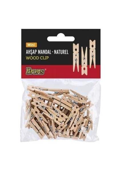 Ahşap Mandal Naturel Mini BR-909