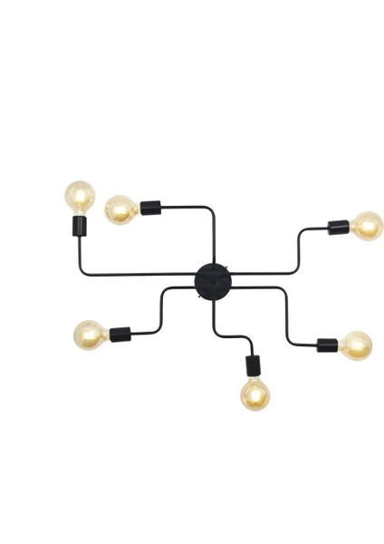 Ahtapot 6 Lı Siyah Plafonyer/tavana Monte Avize