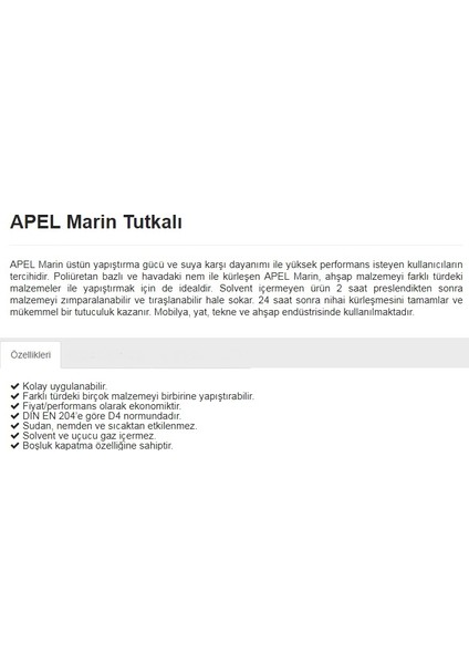 Apel Marin Poliüretan Gemi Deniz Tutkalı 600 gr