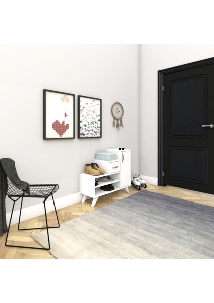 Retro Ayakkabı Dolabı Beyaz