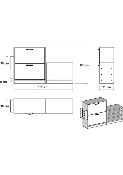 Trend Ayakkabı Dolabı Beyaz modelleri