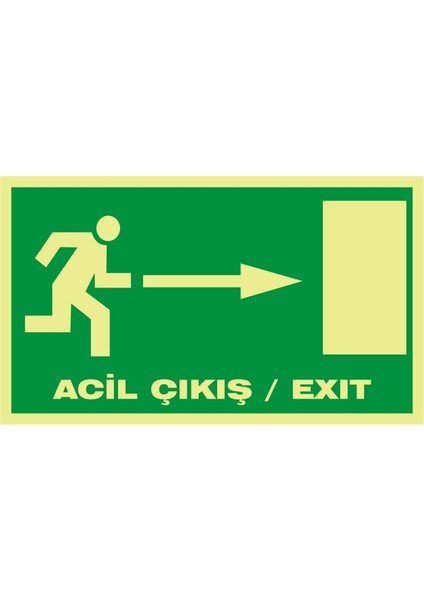 Fotolümen Acil Çıkış / Exıt (Sağ) 2.6 mm PVC Uyarı Levhası 15 x 30 cm