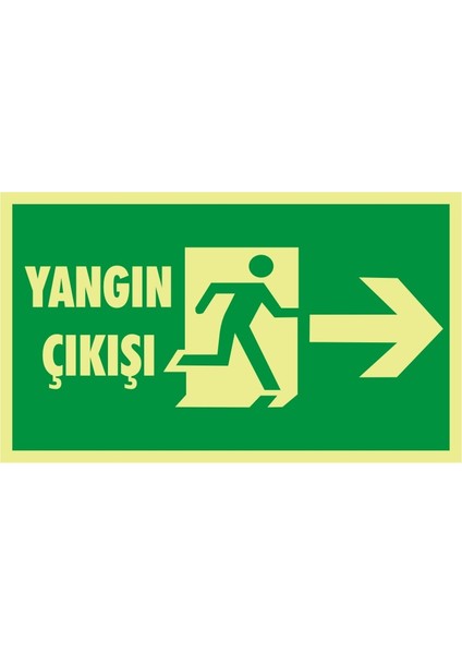 Fotolümen Yangın Çıkışı (Sağ) 2.6 mm PVC Uyarı Levhası 15 x 30 cm