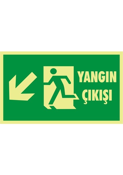 Fotolümen Yangın Çıkışı (Sol Aşağı) (Kendinden Yapışkanlı Etiket) 15 x 30 cm