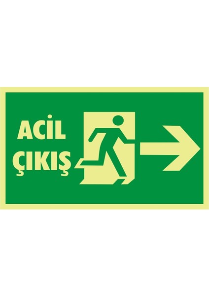 Fotolümen Acil Çıkış (Sağ ) 2.6 mm PVC Uyarı Levhası 15 x 30 cm