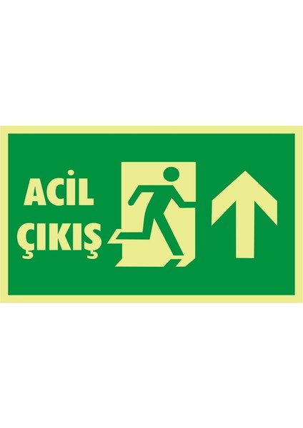 Fotolümen Acil Çıkış (Yukarı) (Kendinden Yapışkanlı Etiket) 15 x 30 cm
