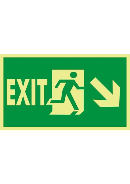 Fotolümen Exit (Sağ Aşağı Köşe) 2.6 mm PVC Uyarı Levhası 15 x 30 cm
