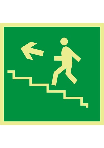 Fotolümen Sol Yukarı Merdiven (Resim) 2.6 mm PVC Uyarı Levhası 20 x 20 cm