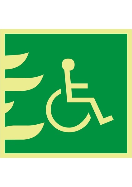 Fotolümen Yangın Çıkışı Engelli-Sağ (Resim) 2.6 mm PVC Uyarı Levhası 20 x 20 cm