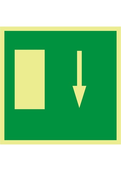 Fotolümen Kaçış Yönü Aşağı Ok 2.6 mm PVC Uyarı Levhası 20 x 20 cm