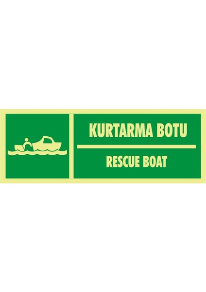 Fotolümen Kurtarma Botu / Rescue Boat 2.6 mm PVC Uyarı Levhası 10 x 30 cm