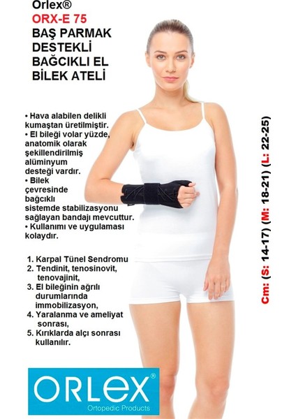 Orx-E 75 Baş Parmak Destekli El Bilek Ateli ( Sağ ) (Hava Alabilen Delikli Kumaştan Üretilmiştir.)