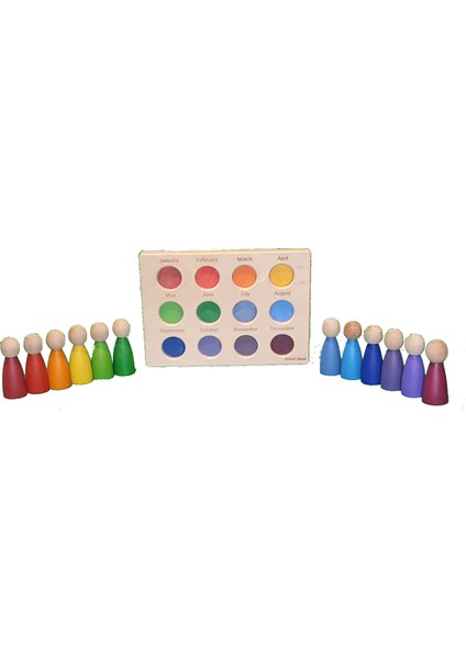 Peg Bebekler Için Tabla Aylar (Ing) ve 12LI Pegler