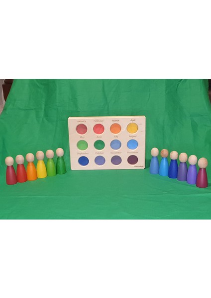 Peg Bebekler Için Tabla Aylar (Ing) ve 12LI Pegler