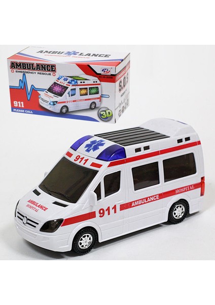 3D Işıklı Sirenli Çarp Dön Sensörlü Ambulans