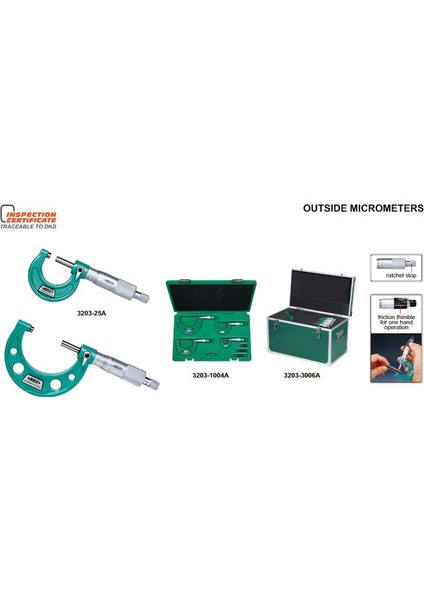 3203-1506A Insize Mekanik Mikrometre Seti 0-150MM