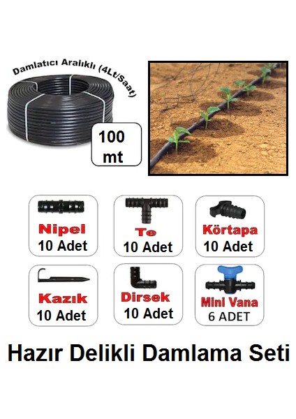 Mgf Plast 100MT/ 16MM. / 33CM. Delikli Damlama Sulama Bahçe Hazır Seti