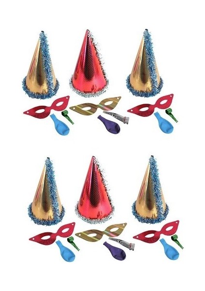 6 Adet Yılbaşı Kotyon Set Kaynana Dili Gözlük Set Aile Seti