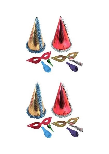 4 Adet Yılbaşı Kotyon Set Kaynana Dili Gözlük Set Aile Seti