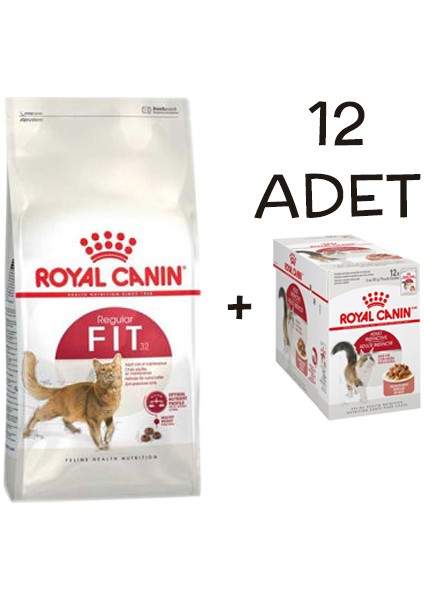 FIT32 Yetişkin Kedi Maması 15 kg + Royal Canin Instinctive Pouch 12 Adet