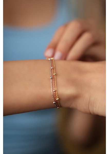 Kadın Üçlü Zincir Top Model Bileklik