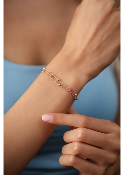 Kadın Üçlü Zincir Top Model Bileklik modelleri