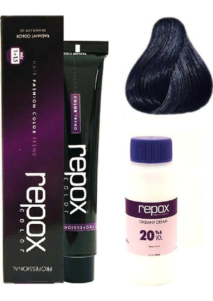 1.1 Mavi Siyah Saç Boyası 60 ml + Oksidan 60 ml