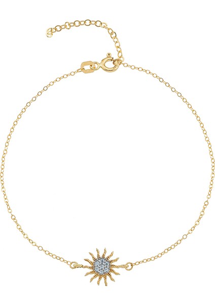 14 Ayar Altın Güneş Detaylı Kadın Bileklik