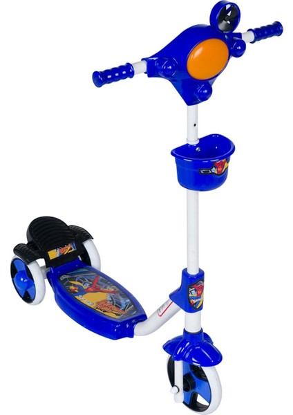 3 Tekerli Frenli Sepetli Çocuk Scooter Lacivert