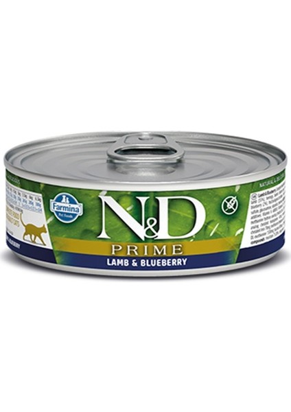 Prime Kuzu Etli ve Yaban Mersinli Kedi Konservesi 80 gr x 12 Adet