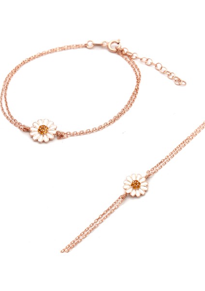 925 Ayar Gümüş Mineli Papatya Bileklik fiyatları