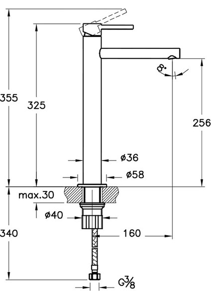 Origin Çanak Lavabo Bataryası - Yüksek Large A4255834