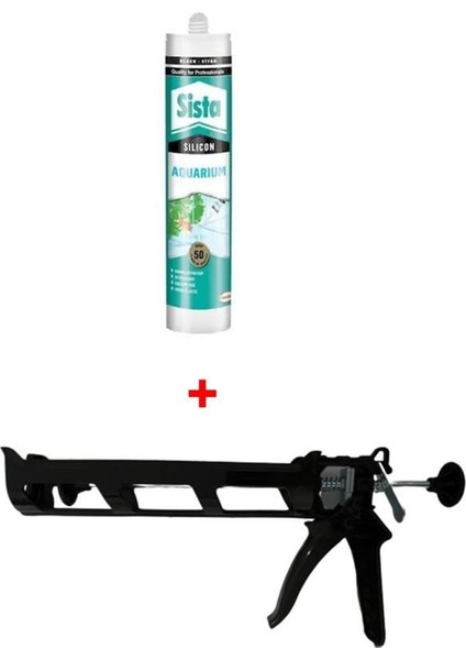 Siyah Akvaryum Silikonu 310ML + Plastik Silikon Tabancası